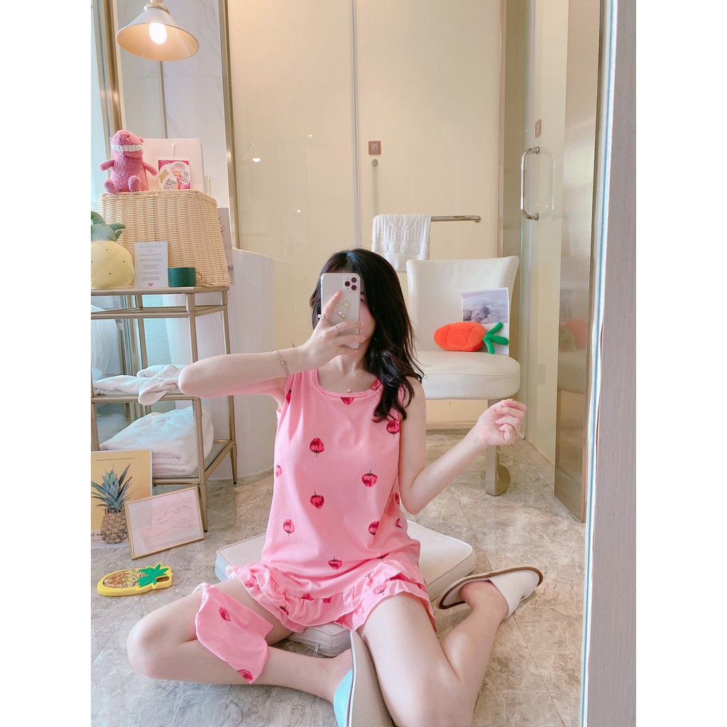 Bộ Đồ Ngủ Nữ Ngắn Tay Mùa Hè Tặng Kèm Túi - Có Miếng Đệm Quần Áo Ngủ Đồ Mặc Nhà BĐN11 | BigBuy360 - bigbuy360.vn