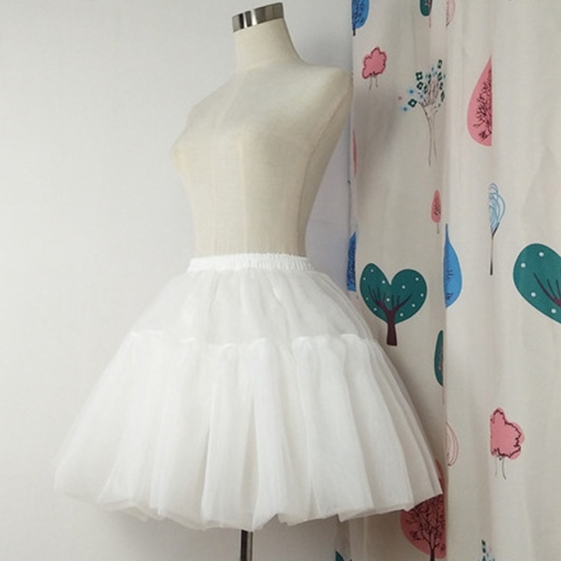 Xiangbao Đầm Ngắn Phủ Lông Petticoat Mềm Mịn Màu Trắng Cổ Điển Hóa Trang Lolita Cho Nữ