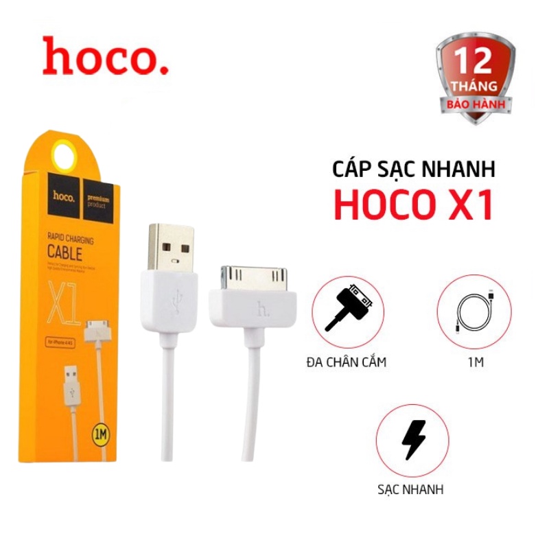 Cáp sạc nhanh Hoco X1 Đa Chân Cắm dài 1m-Dành cho điện thoại Iphone 4/4S trở xuống
