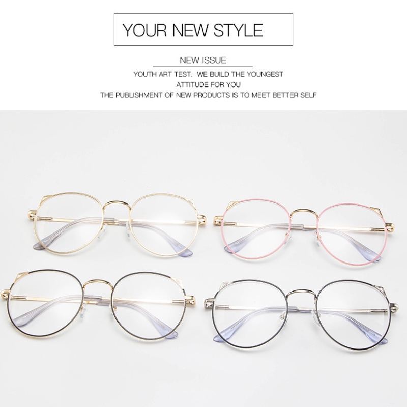 (KIQI-FASHION) COD Mắt Kính Chống Bức Xạ Và Ánh Sáng Xanh Hình Mắt Mèo Dễ Thương Thời Trang Cho Nữ