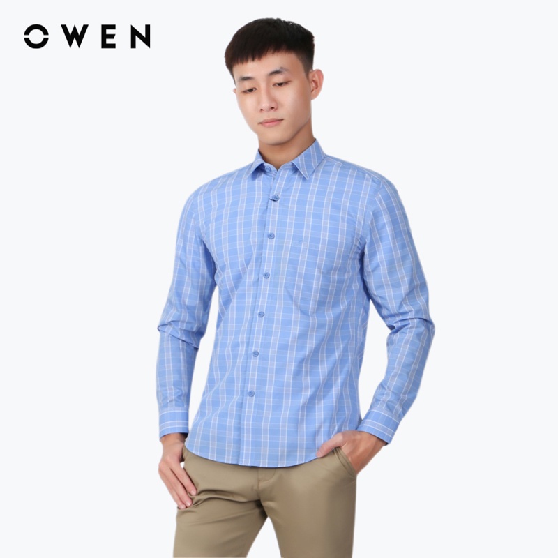 Áo sơ mi dài tay Nam Owen Viscose Regular Fit Xanh - AR23777D