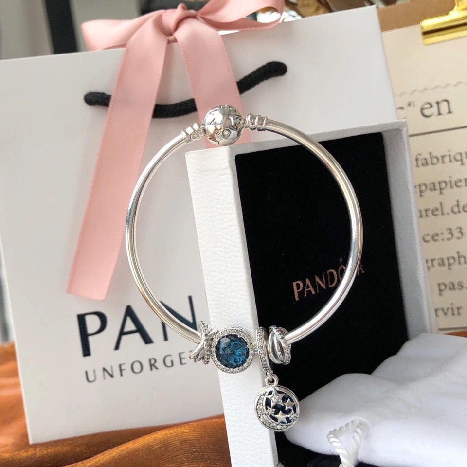 Pandora Vòng tay Pandora s925 Silver Star vòng tay câu chuyện cổ tích trái tim đại dương bộ quà tặng