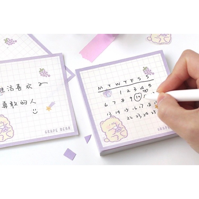 Giấy note ghi chú CARD LOVER kẻ caro hình khủng long đáng yêu