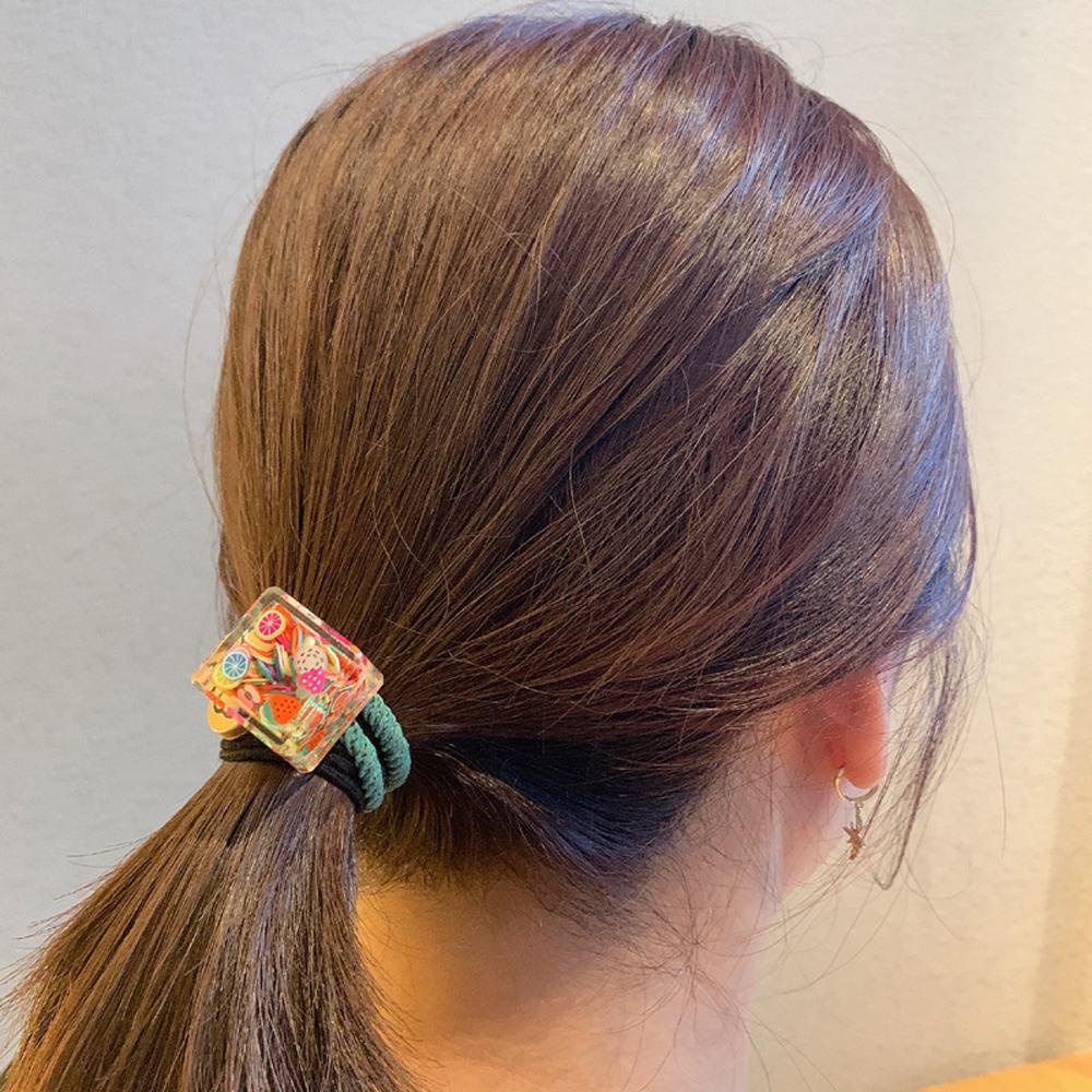 MXGOODS Dây Cột Tóc Cao Su Mặt Vuông In Họa Tiết Trái Cây Thời Trang Cho Nữ Giá