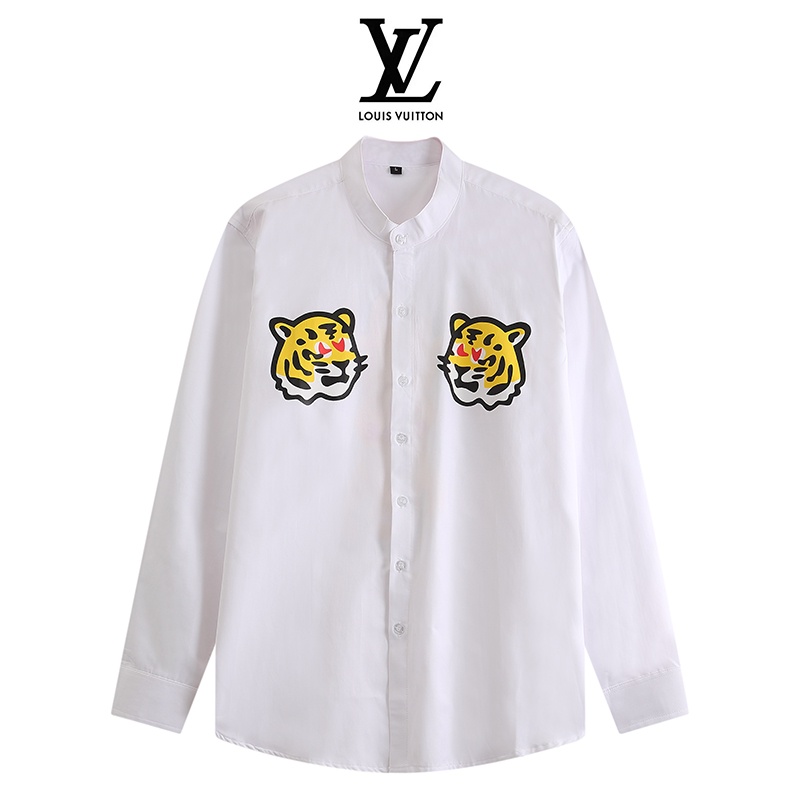 Áo Sơ Mi Tay Dài In Hình Hổ Trước Và Sau Lưng Unisex