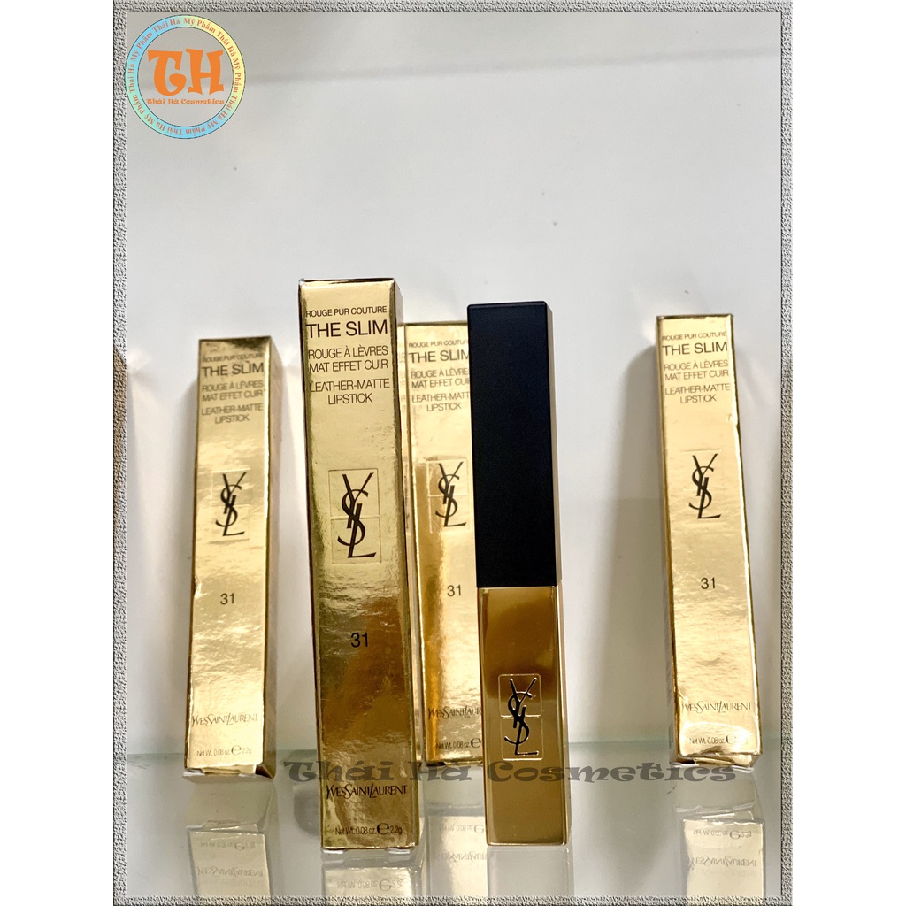 Son lì YSL màu cam hồng đất số 31 Rouge Pur Couture The Slim Leather Matte Lipstick No.31 Inflammatory Nude