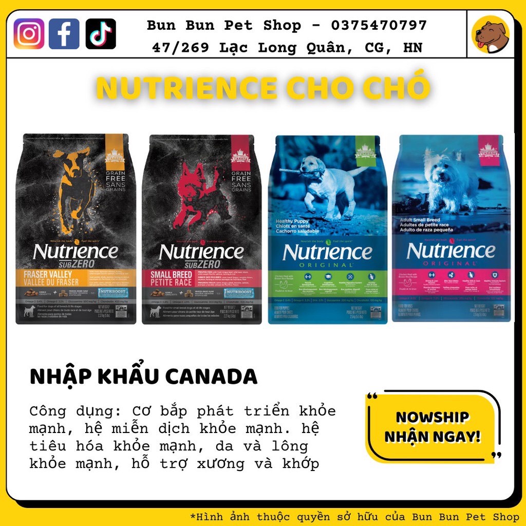 500GR GÓI NGUYÊN Hạt Nutrience CHÓ Subzero Petite Race/Original Adult Medium/Original Puppy/Original Small Adult