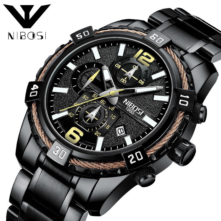 [ xả kho ] Đồng hồ nam Nibosi 2335 dây thép cao cấp đầy mạnh mẽ nam tính