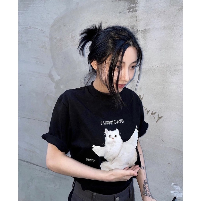 FENNI® Áo thun nữ LOVECATNOTYOU , áo phông basic hiện đại chất cotton dày dặn