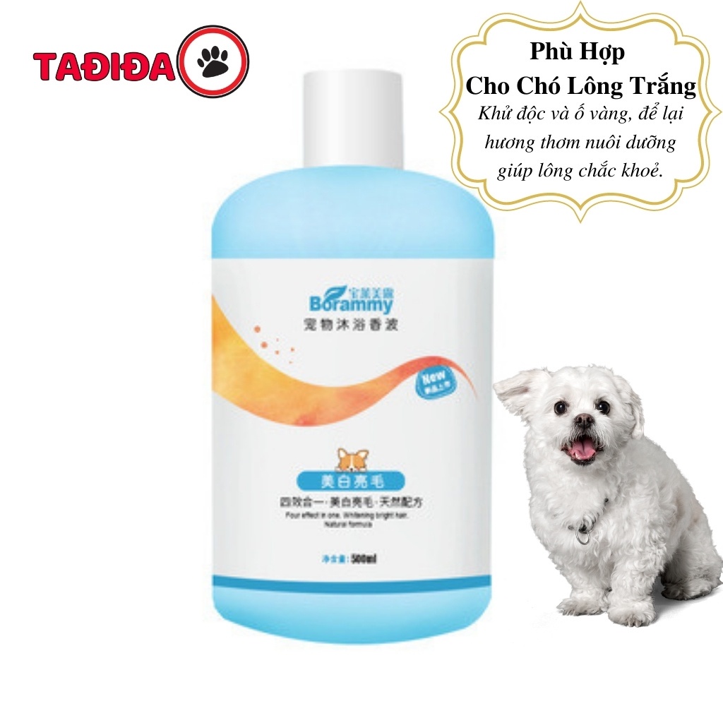 Sữa tắm cho Chó Mèo trị ve rận BORRAMY 500ml , Dầu tắm thú cưng dưỡng lông, lưu hương dài lâu - Tadida Pet