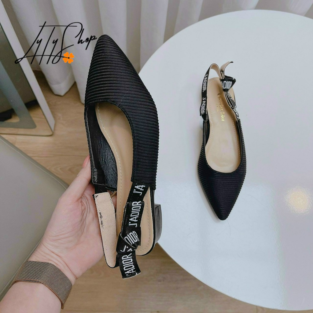 🌼Giày bệt Dior mũi nhọn chân đế thấp 3cm , có quai xinh full size 35-39
