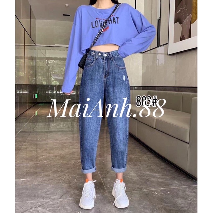 Quần jeans nữ cạp cao MaiAnh.88 quần jean baggy nữ phong cách Street style 3 size S M L