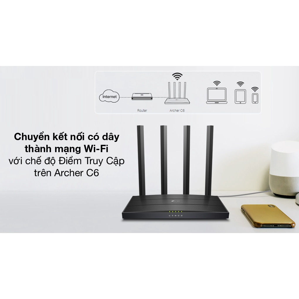 Bộ Phát Wifi Tp-Link Gigabit MU-MIMO AC1200 Archer C6 - Bảo Hành Chính Hãng 24 Tháng