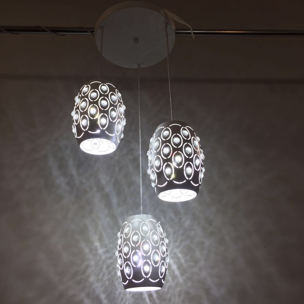 Đèn thả 3 bóng trang trí phòng ăn phòng ngủ có kèm bóng đèn led 3 chế độ sáng