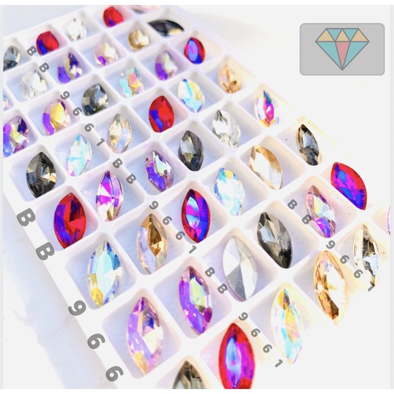 10 viên - 32v Đá Khối Trang trí Móng Nail Chân Bạc