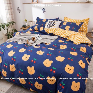 Set Chăn Ga Gối Cotton Poly 4 món - Gấu Cherry