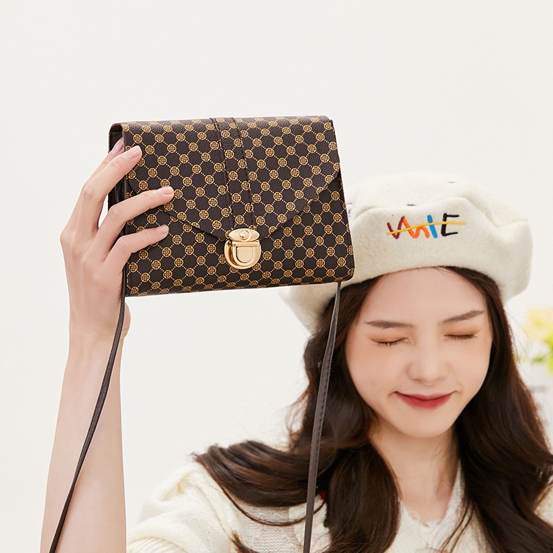 Túi Đeo Chéo Mini Hình Vuông In Họa Tiết Phong Cách Retro Mới