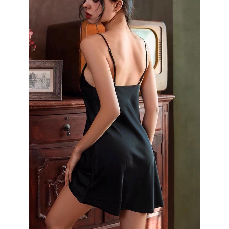 Đầm Ngủ 2 Dây Sexy Nữ Chất Satin Lụa Mát Mềm Mại - Váy Ngủ Cổ Chữ V Quyến Rũ Nhẹ Nhàng Nhiều Màu Sắc