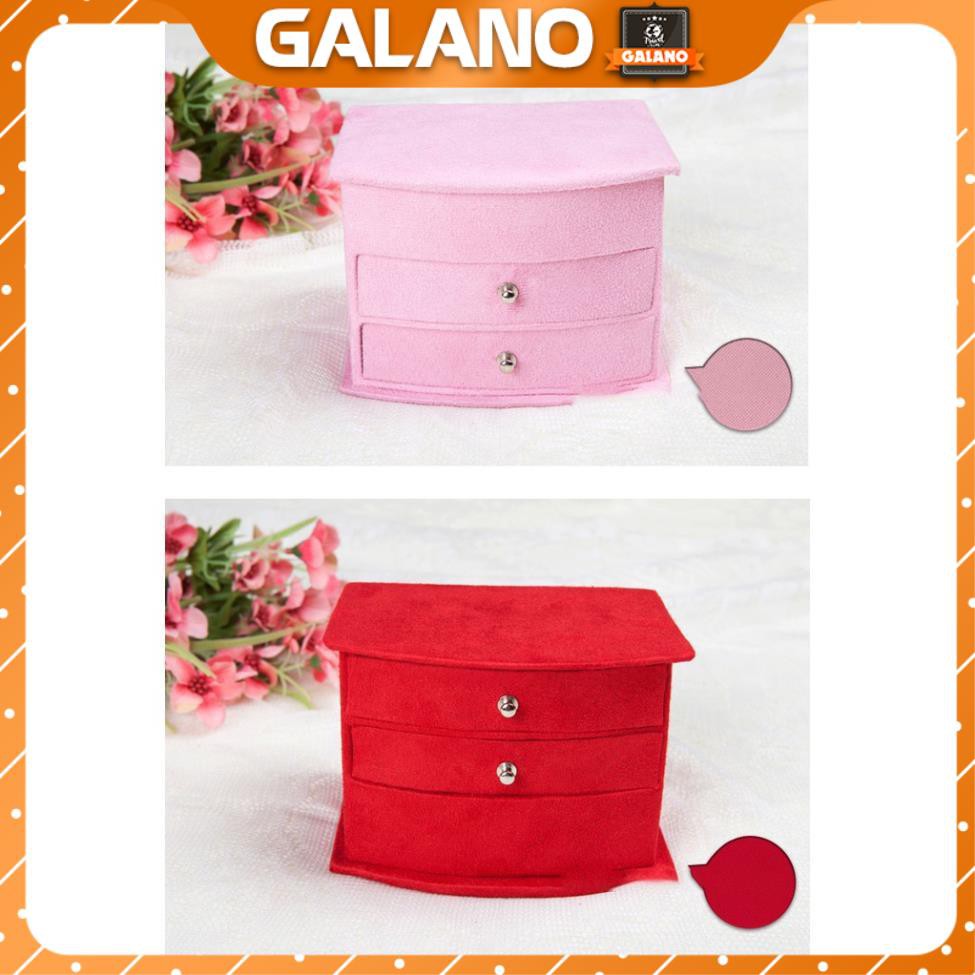 Hộp đựng trang sức bọc nhung 3 ngăn có gương cao cấp