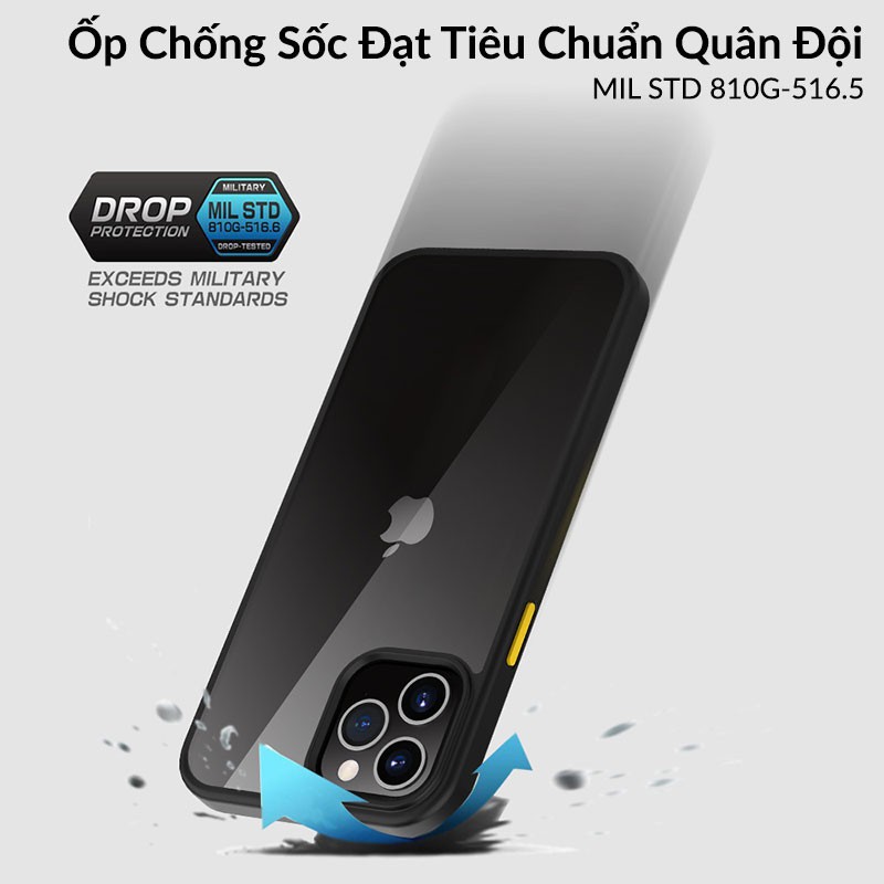 Ốp Lưng iPhone Likgus Lưng Trong Suốt Viền Màu Dùng Cho iPhone 12 Pro Max, 11 Pro Max, Đạt Tiêu Chuẩn Quân Đội