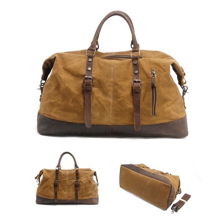 Túi Du Lịch Vải Canvas da bò thật  TT01 - DU MỤC ST0RE