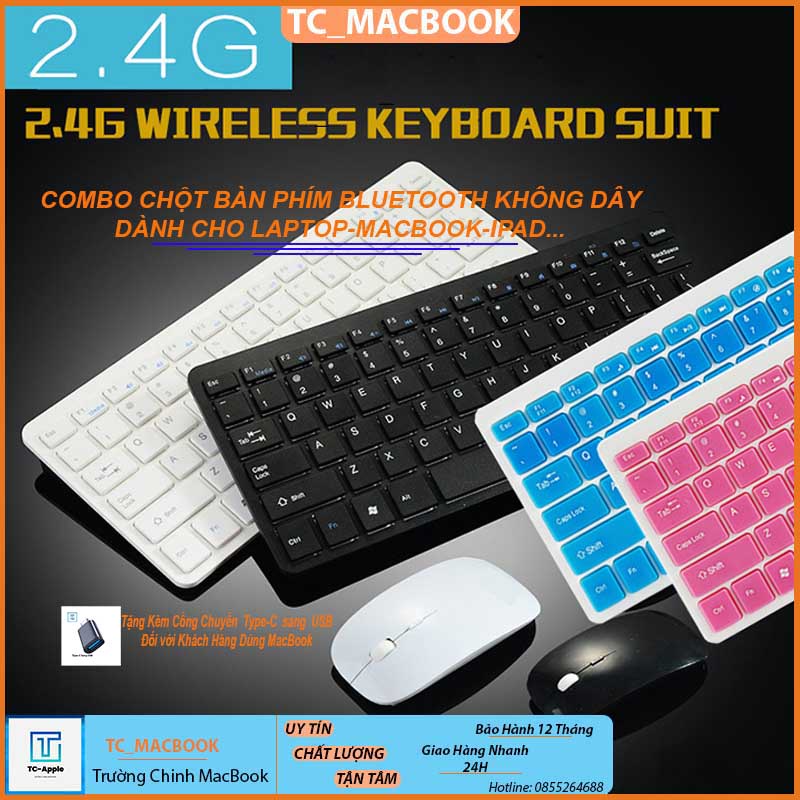 Combo Bàn phím bluetooth không dây/chuột ko dây trọng lượng nhẹ cho LapTop , MacBookk , Điện Thoại , Máy Tính Bảng ....