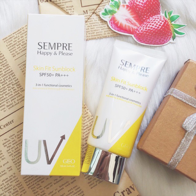 Kem chống nắng 3in1 Sempre Happy & Please Skin Fit Sunblock SPF50+ PA+++