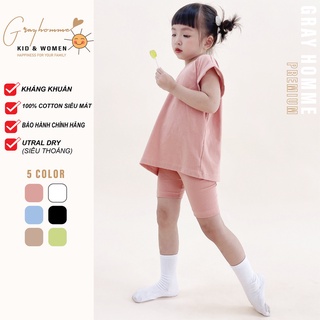 Bộ đồ Bé Gái Cotton Mùa Hè Kháng Khuẩn GRAYHOMME vân rib siêu co giãn, cử động thoải mái BDKID-001