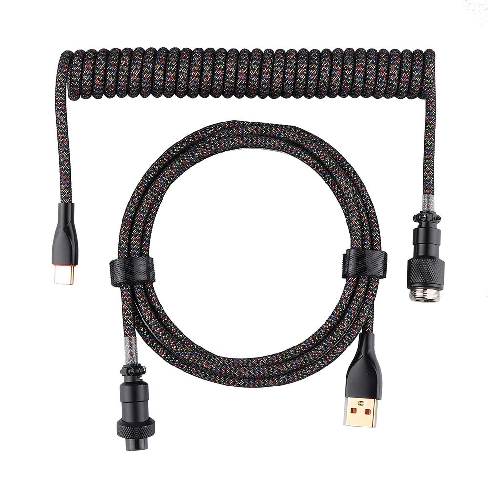 Dây cáp bàn phím cơ type C custom chất liệu dù siêu bền, dạng xoắn lò xo kết nối siêu nhanh Coiled Cables