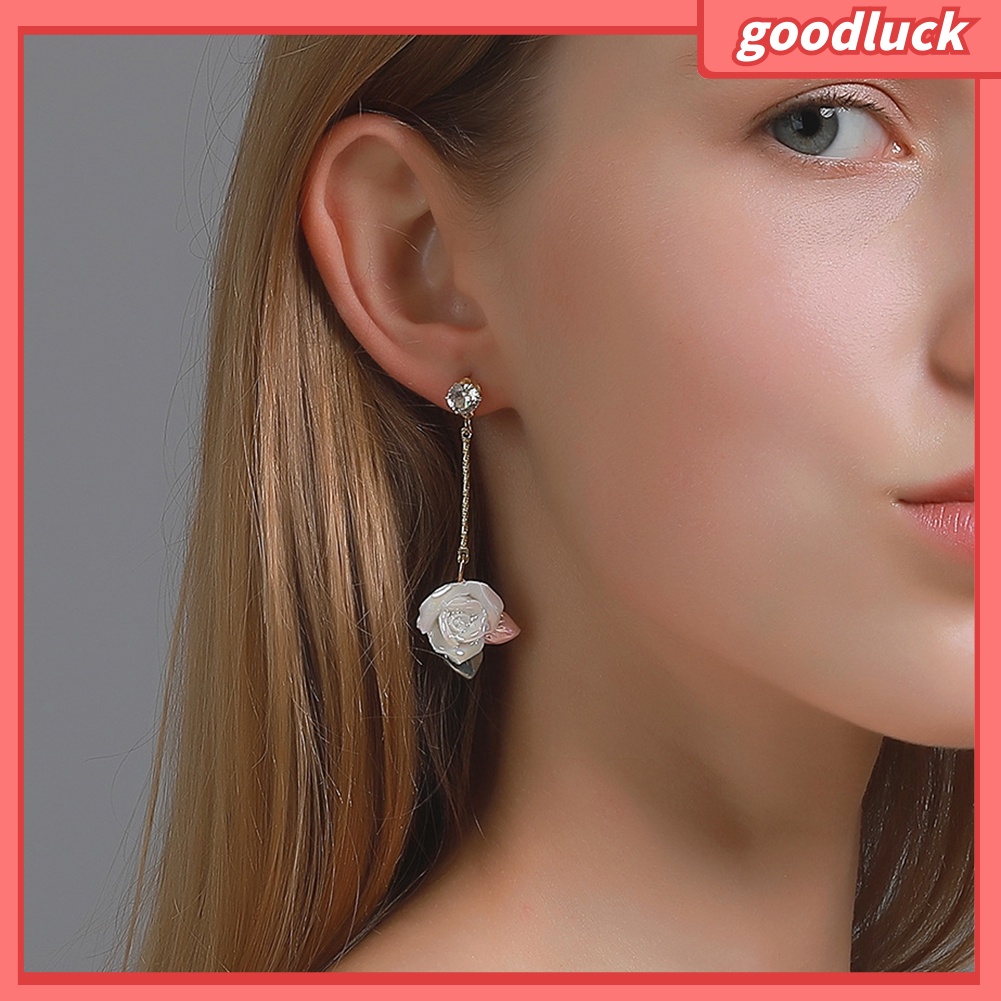ps/Women Vintage Style Three-Dimensional Rose Eardrop Dangle Ear Stud Earrings