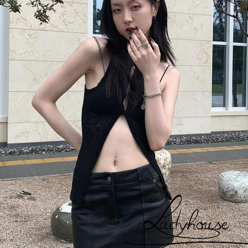 Áo Thun Lưới Không Tay Cổ Tròn Màu Trơn Thời Trang Dành Cho Nữ