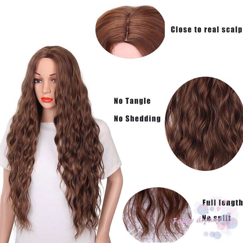 COD Synthetic Long Wavy Loose Hair Wig Natural Long Curly Heat Resistant Fiber Wigs Hair Accessories