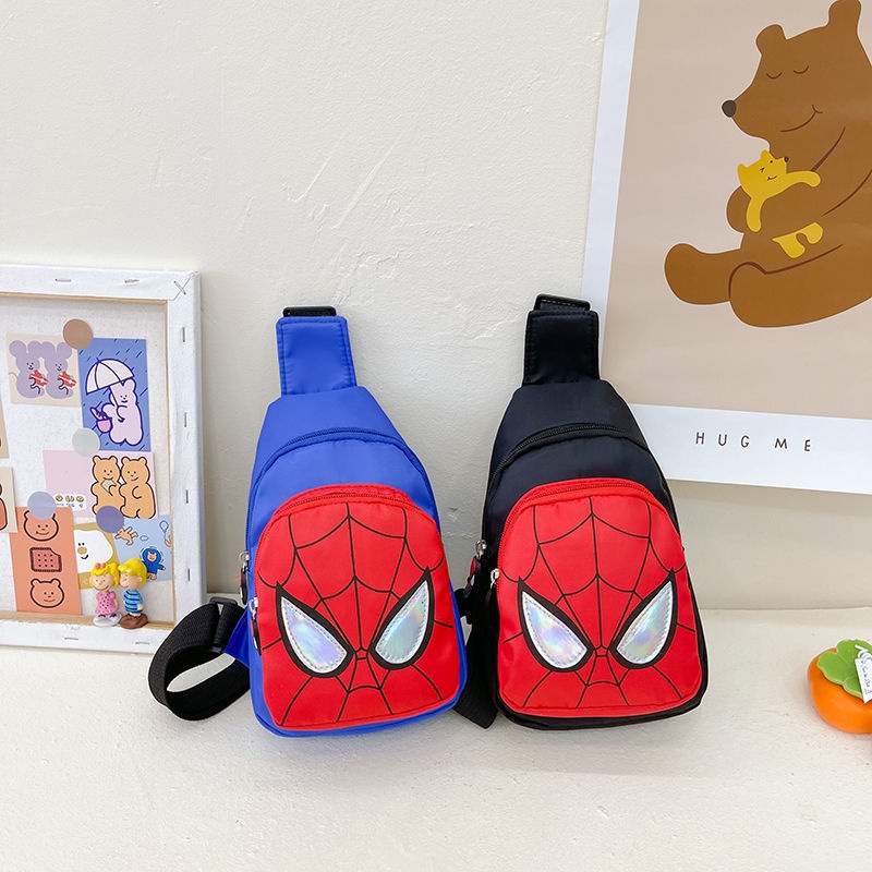 ♛Túi Đeo Chéo Ngực Vải Canvas Họa Tiết Spiderman Phong Cách Hàn Quốc Cho Bé Trai