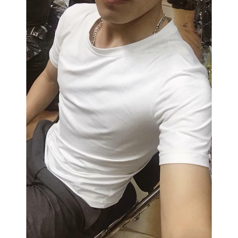 áo phông nam không cổ trơn body hàn quốc đẹp( Chất cotton 100%)