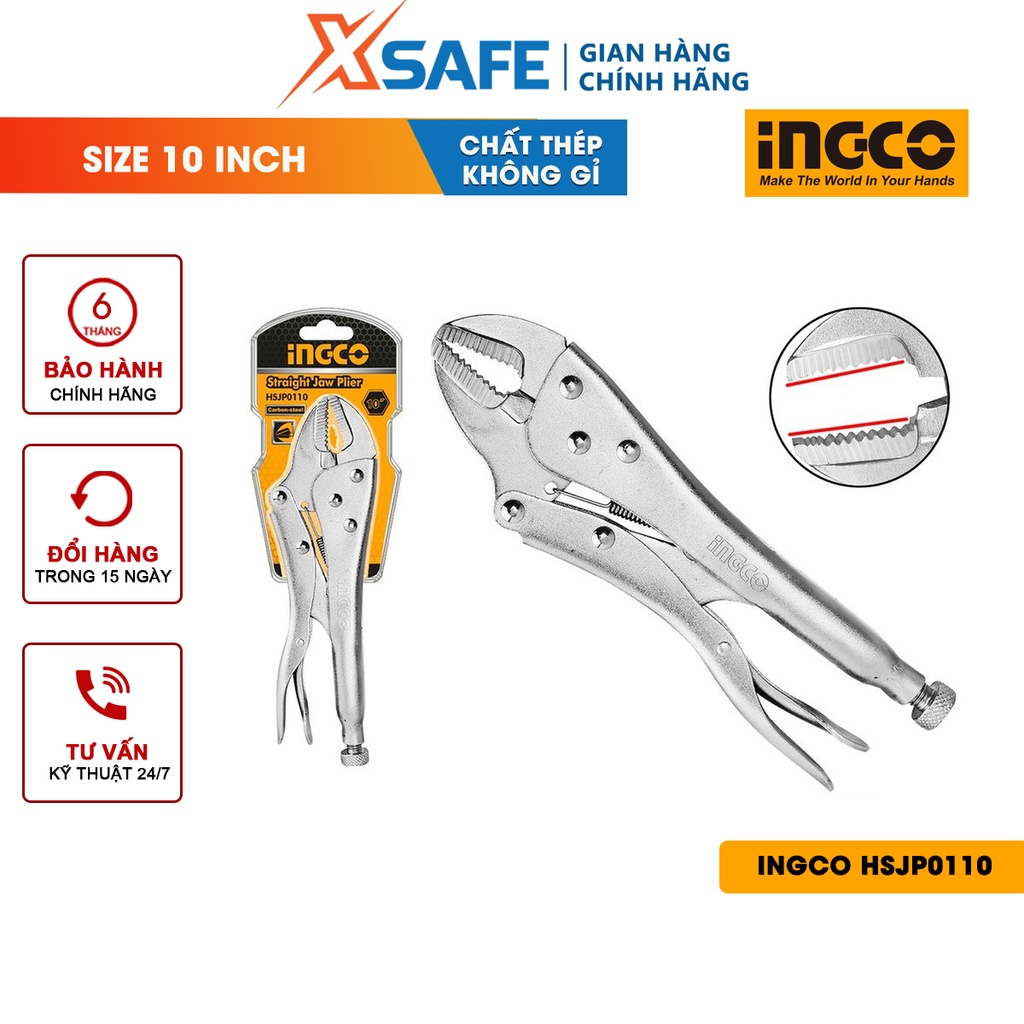 Kìm bấm hàm INGCO HSJP0110 Kềm bấm chết size 10 inch, thép Cr-V mạ Niken siêu bền