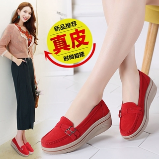 Giày lười đế dày chất liệu da thời trang cho nữ