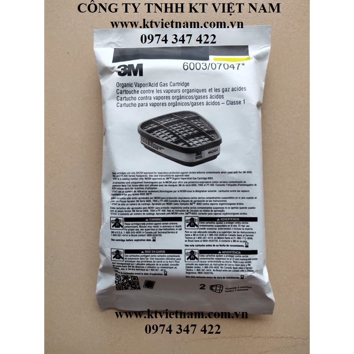 [GIÁ SỈ] 1 Cặp phin lọc 3M 6003 lọc khí axit Amoniac Formaldehyde Methylamine