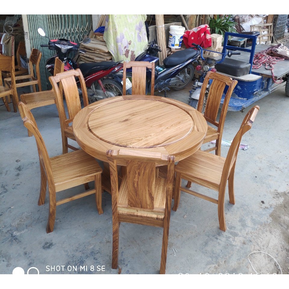 Bàn ăn tròn 6 ghế gỗ hương xám | BigBuy360 - bigbuy360.vn