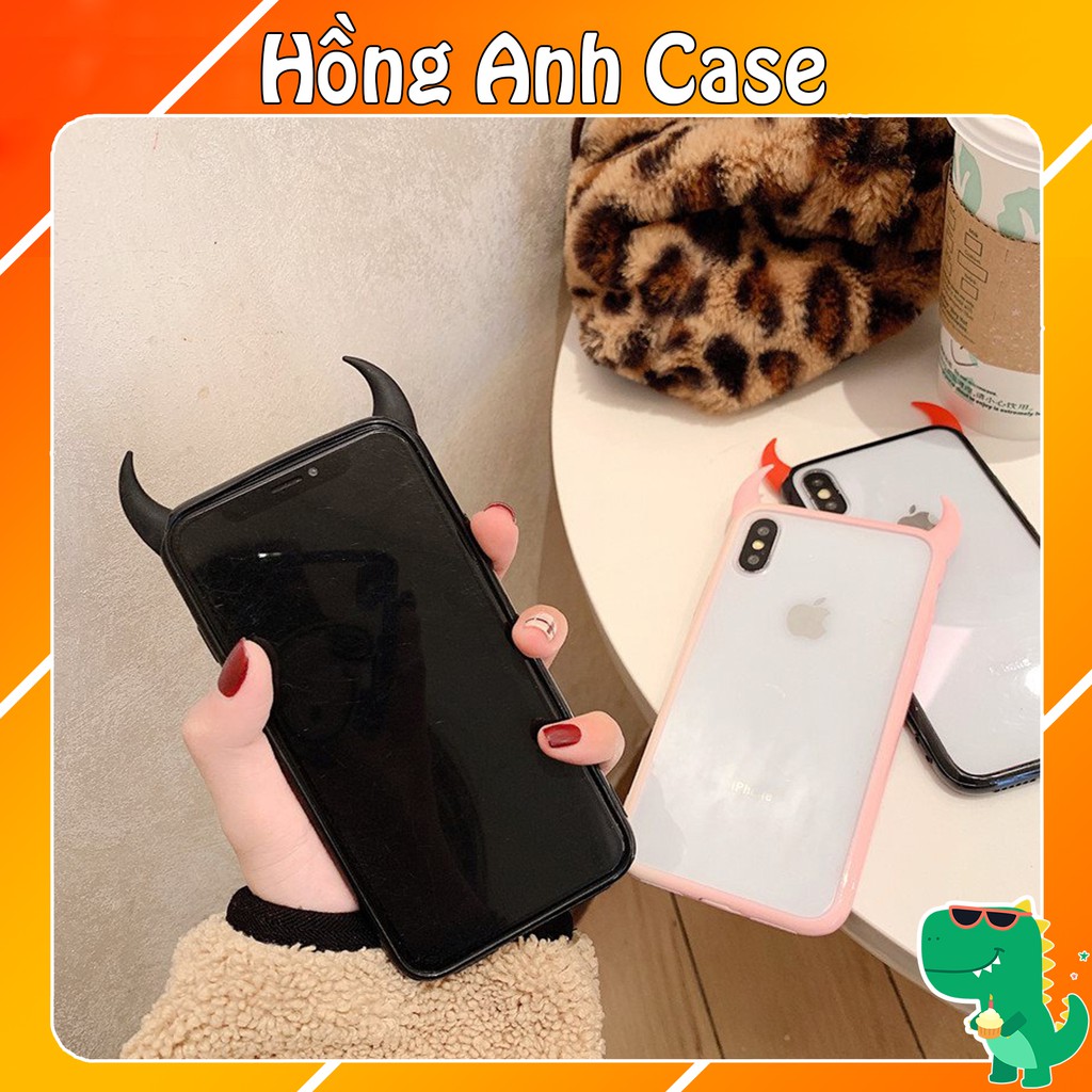 Ốp lưng iphone đính sừng ác quỷ 6/6plus/6s/6splus/7/7plus/8/8plus/x/xs/11/12/pro/max/plus/promax Hồng anh case
