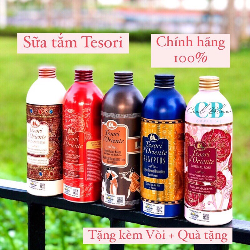 Sữa Tắm Xích Tesori D'Oriente nước hoa trắng da - Hàng Chính Hãng Nhập Khẩu Ý 250ml - 500ml Có Tem phụ Đầy Đủ - Tặng Vòi