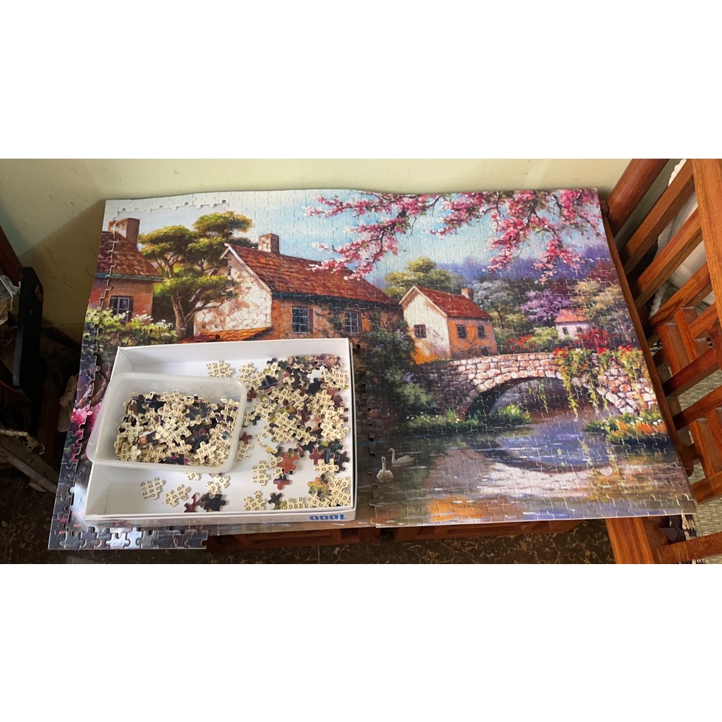 Tranh ghép hình 1000 mảnh gỗ kèm keo dán KT 75x50cm, tranh xếp hình 1000 miếng,Jigsaw Puzzle 1000 pcs,Tranh ghép hình gỗ