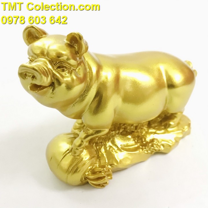 Tượng Con Heo Vàng, trang trí bàn sách, bàn làm việc -TMT Collection - SP005240