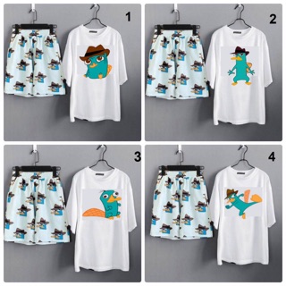 Set bộ áo quần thú mỏ vịt perry hoạt hình unisex