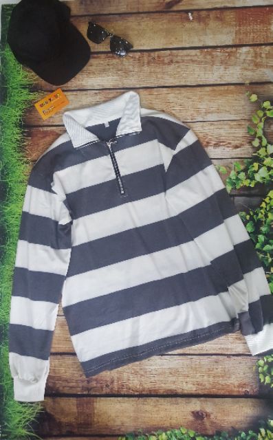 Polo zip, áo thun sọc có dây kéo | BigBuy360 - bigbuy360.vn