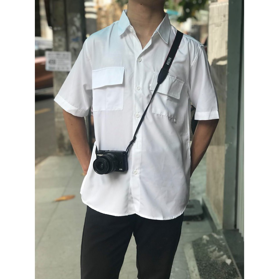 Áo sơ mi đen tay ngắn có chain Fox unisex | BigBuy360 - bigbuy360.vn