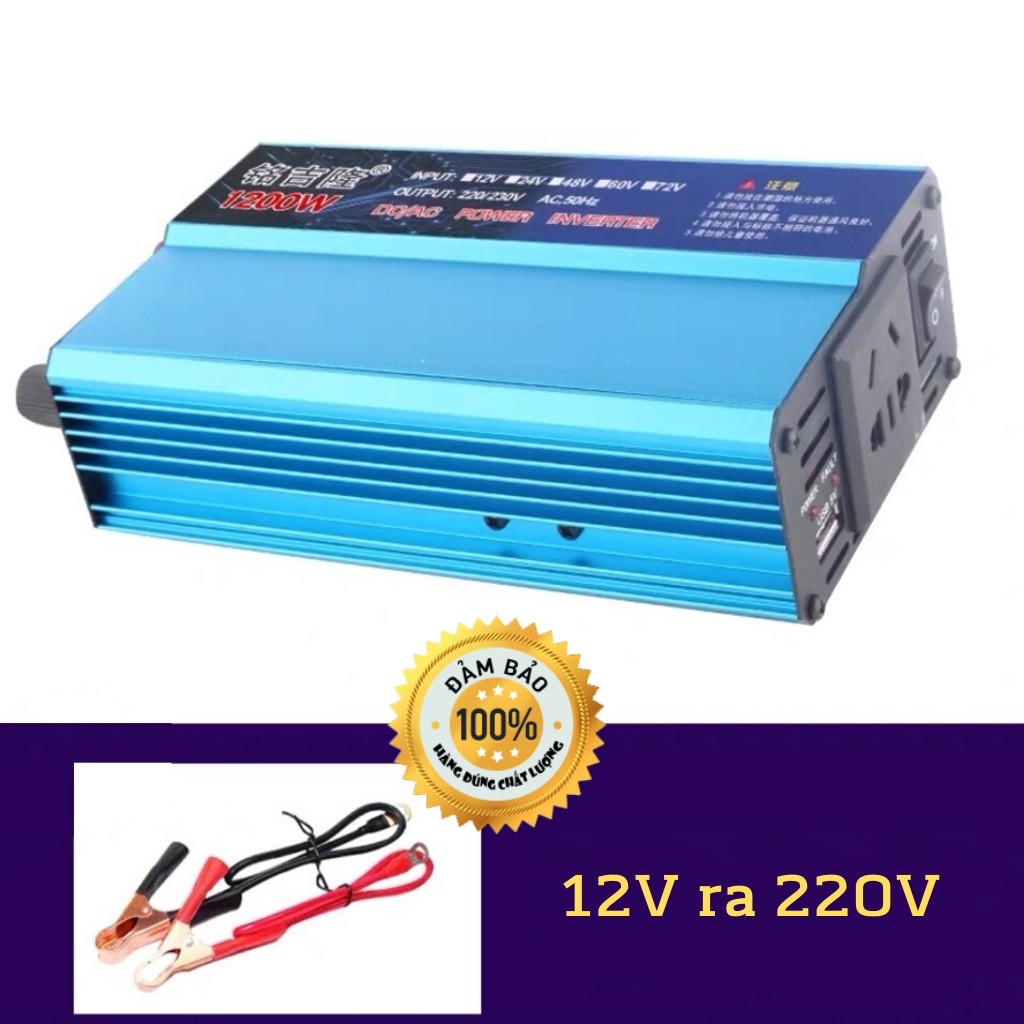 [Mã SR11JUNE5 giảm 20K đơn 50K] Bộ đổi nguồn 12v sang 220v - Bộ chuyển nguồn INVERTER 1200W