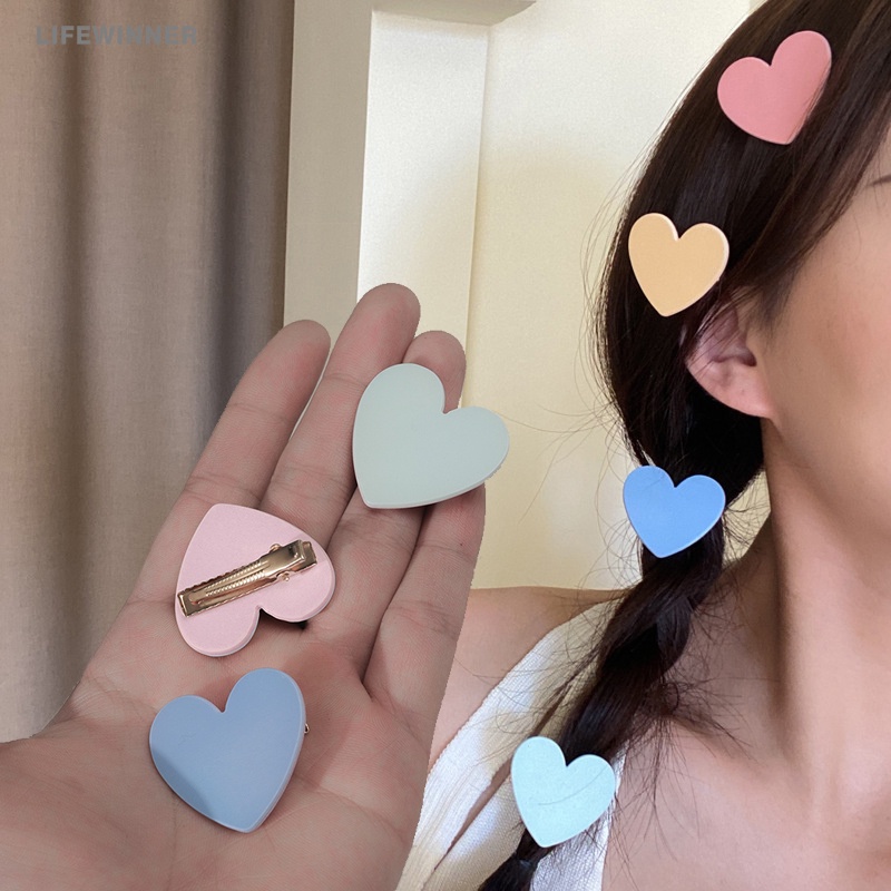 Kẹp Tóc BB Hình Trái Tim Màu Kẹo Ngọt Thời Trang Hàn Quốc Cho Nữ