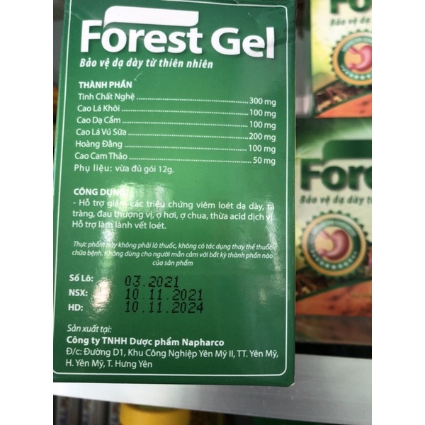 Forest Gel giảm đau dạ dày chiết suất từ thiên nhiên