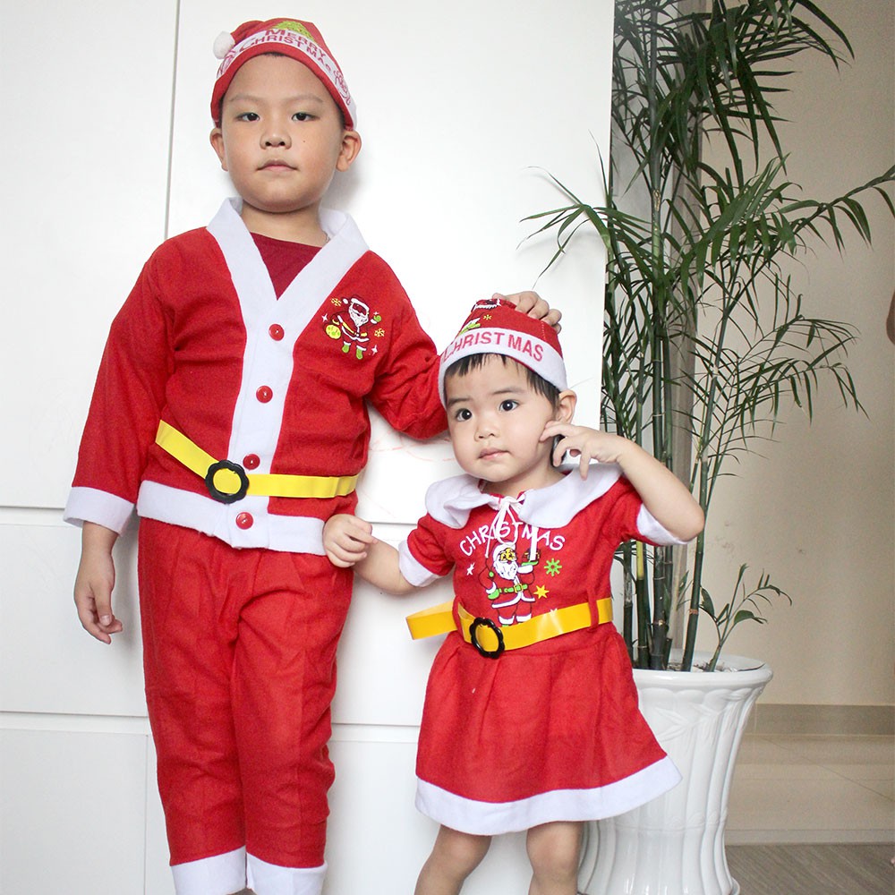 Bộ đồ Noel cho bé trai và Đầm Noel cho bé gái Bộ Đồ Ông Già Noel
