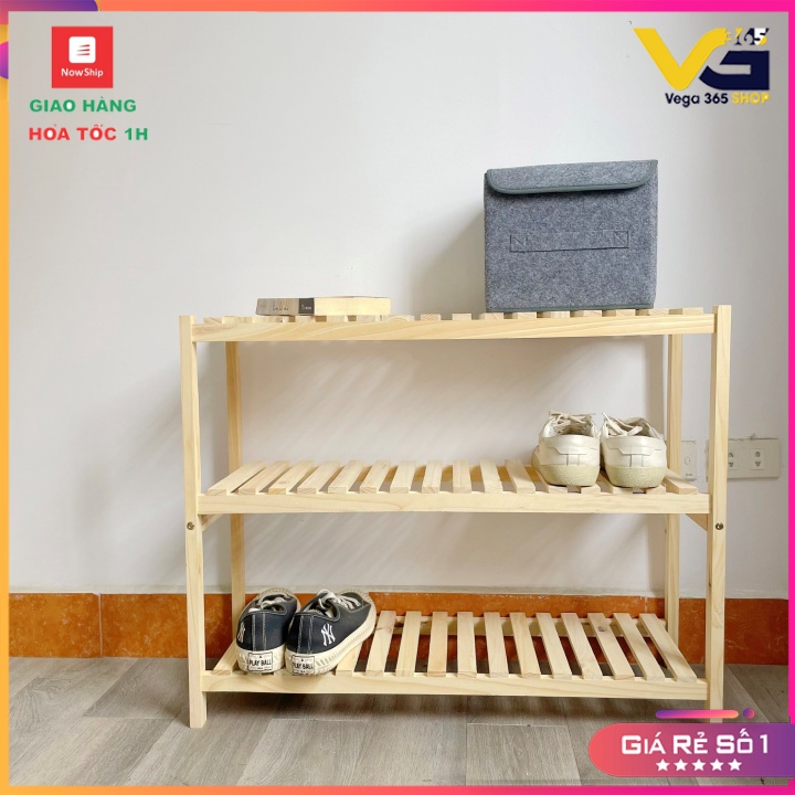 Kệ Giày Dép Gỗ  Thông 3 Tầng Decor, Trang Trí Phòng Vega365.vn